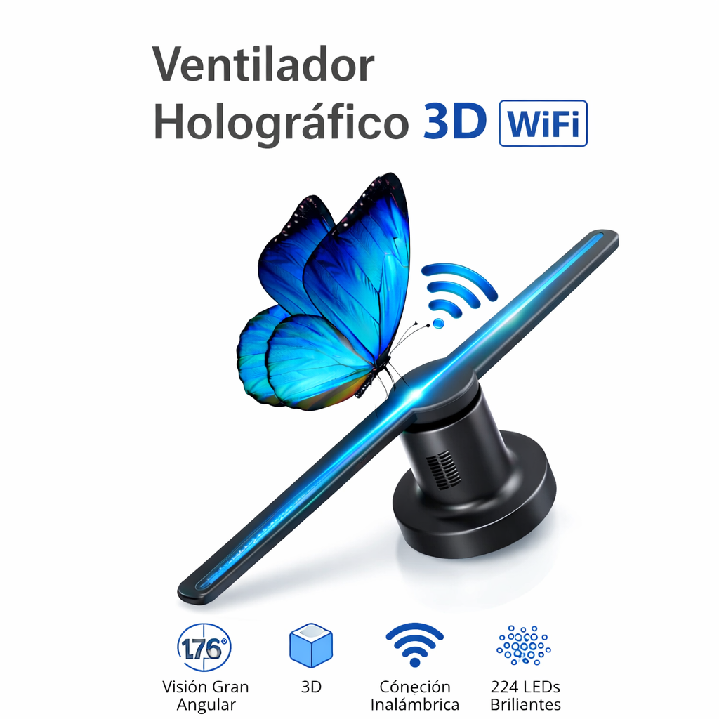 Ventilador Holográfico 3D LED WiFi